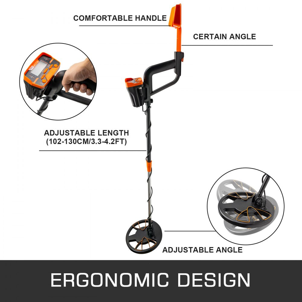 Bostome waterproof metal detector with LCD display and 8-inch search coil for adults and kids.