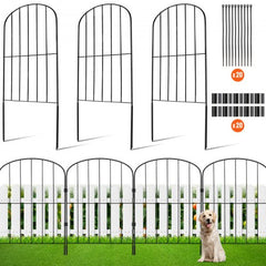 Garden Fence, No Dig Fence 24in(H) x11ft(L) Animal Barrier Fence, Underground Decorative Garden Fencing with 2 Inch Spike Spacing, Metal Dog Fence for The Yard and Outdoor Patio, 10 Pack