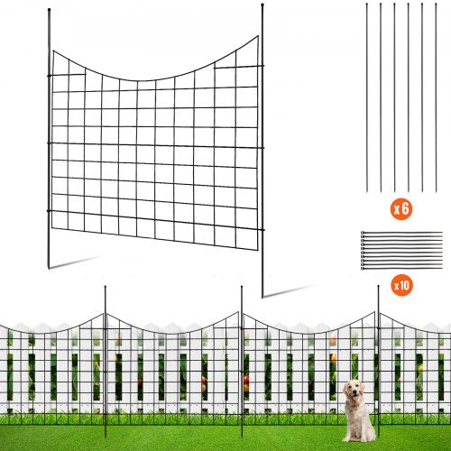 Garden Fence, 36.6in(H) x12ft(L) Animal Barrier Fence, Underground Decorative Garden Fencing with 2.5 Inch Spike Spacing, Metal Dog Fence for The Yard and Outdoor Patio, 5 Pack