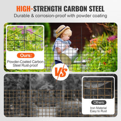 Garden Fence, 36.6in(H) x12ft(L) Animal Barrier Fence, Underground Decorative Garden Fencing with 2.5 Inch Spike Spacing, Metal Dog Fence for The Yard and Outdoor Patio, 5 Pack
