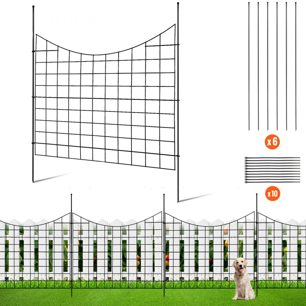 Garden Fence, 36.6in(H) x12ft(L) Animal Barrier Fence, Underground Decorative Garden Fencing with 2.5 Inch Spike Spacing, Metal Dog Fence for The Yard and Outdoor Patio, 5 Pack