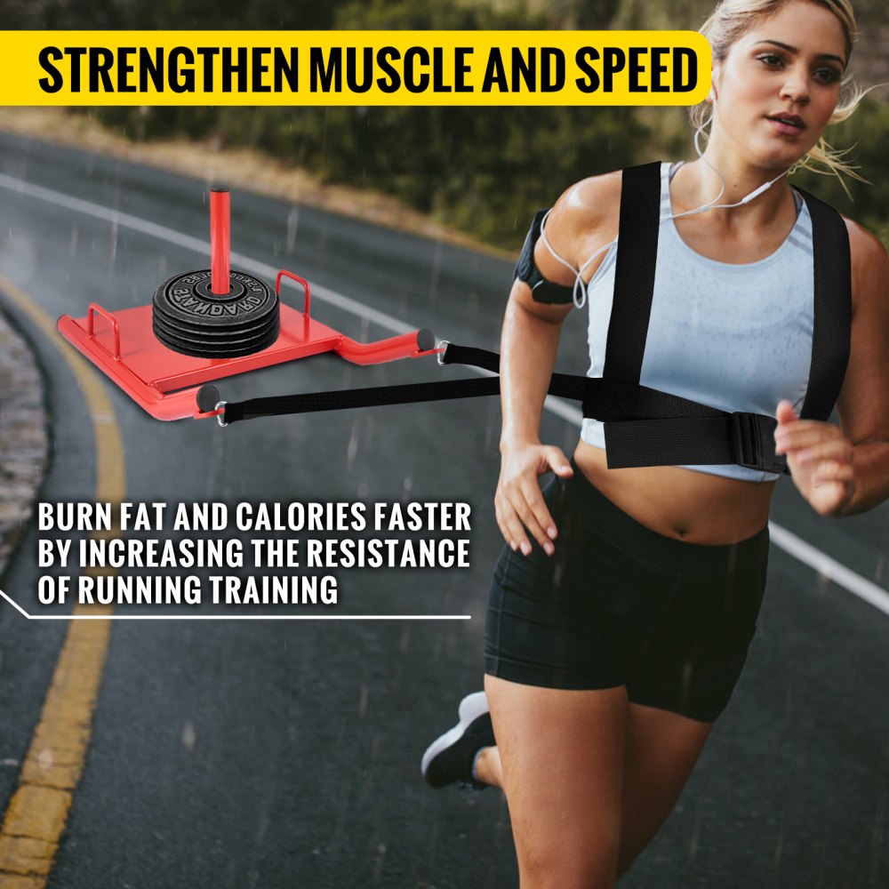 Weight Sled Push Pull Heavy High Training Sled Drag Fitness HD Power Speed Training Sled for Athletic Exercise and Fitness Strength Training ( Red )