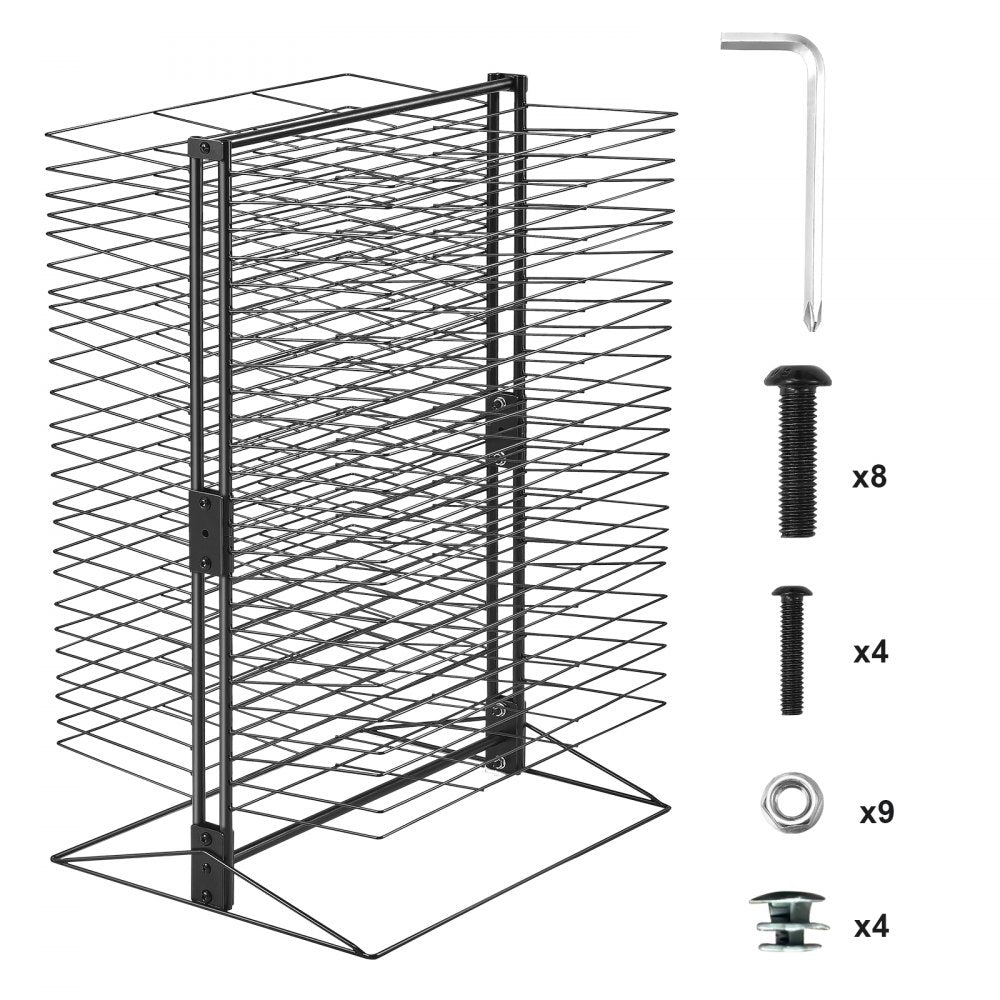 Bostome Art Drying Rack with 50 removable shelves for efficient artwork drying in studios.