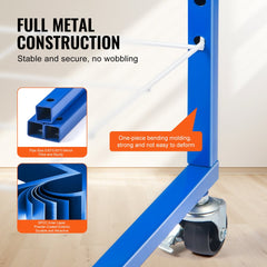 Mobile blue art drying rack with 25 adjustable shelves and swivel casters for easy movement.