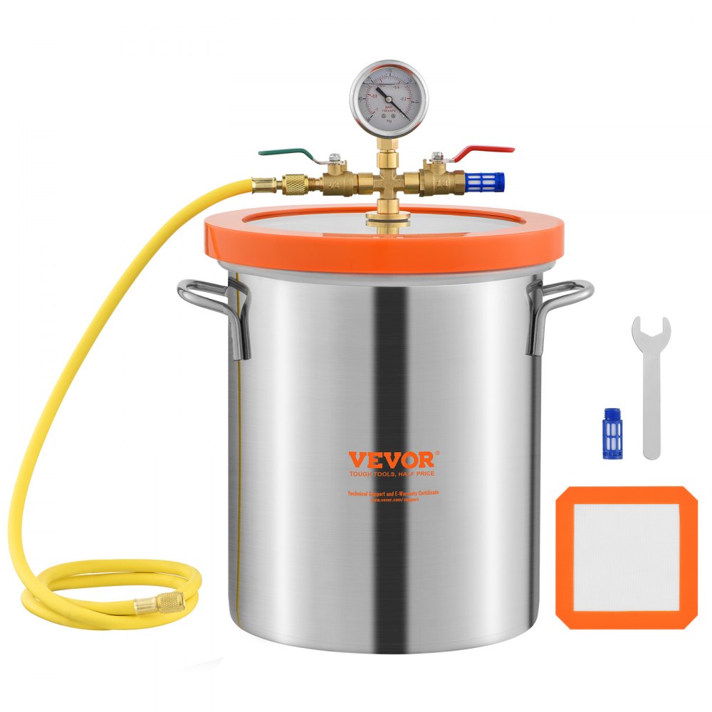 3 Gallon Vacuum Chamber, Upgraded Tempered Glass Lid Vacuum Degassing Chamber, 304 Stainless Steel Chamber, for Stabilizing Wood, Resin Degassing, Silicone Degassing and Plaster Degassing