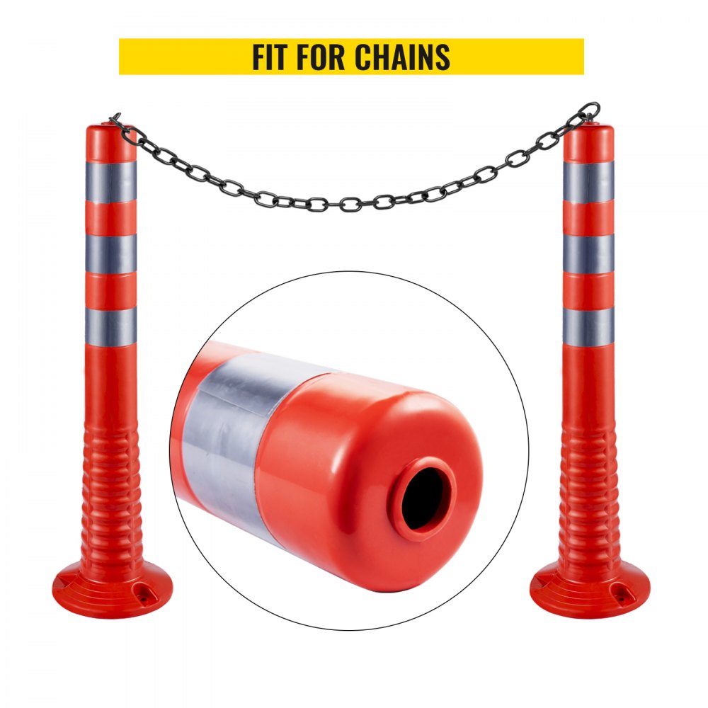 Orange 30-inch PU traffic delineator posts with reflective bands for visibility and durability.