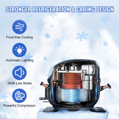 24 inch Undercounter Refrigerator, 2 Drawer Refrigerator with Different Temperature, 4.87 Cu.ft. Capacity, Waterproof Indoor and Outdoor Under Counter Freezer Fridge for Home and Commercial Use