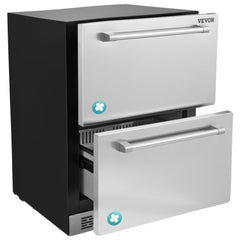 24" Undercounter Refrigerator, 2 Drawer Built-in Beverage Refrigerator with Touch Panel, 5.12 Cu.ft. Capacity, Waterproof Indoor and Outdoor Under Counter Fridge for Home and Commercial Use