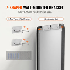 Square wall mirror with a brushed aluminum frame, measuring 36"x36", wall mounted.