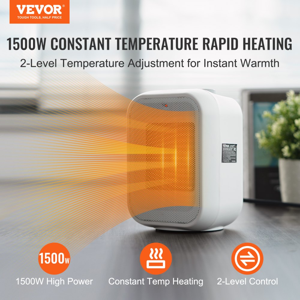 Bostome portable electric space heater with ceramic design, thermostat, and compact size.