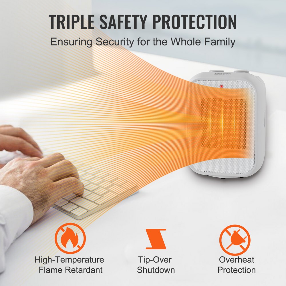Bostome portable electric space heater with ceramic design, thermostat, and compact size.