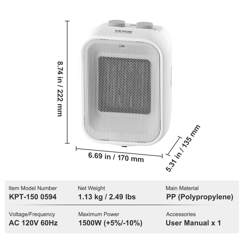 Bostome portable electric space heater with ceramic design, thermostat, and compact size.