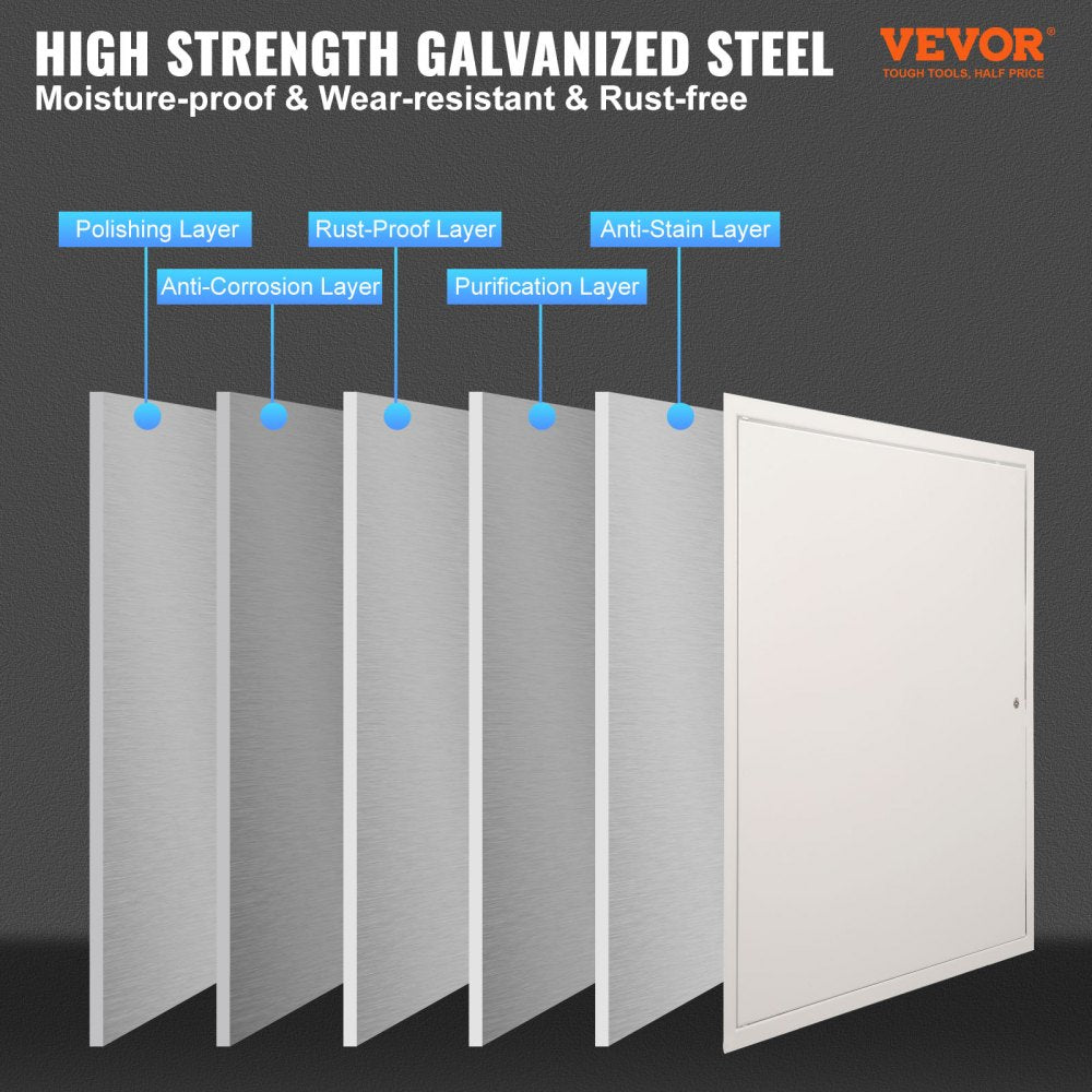 Access Panel for Drywall & Ceiling, 16 x 16 Inch Plumbing Access Panels, Reinforced Access Door, Heavy-Duty Steel Wall Hole Cover, Easy Install Removable Hinged Panel for Wiring & Cables, Silver