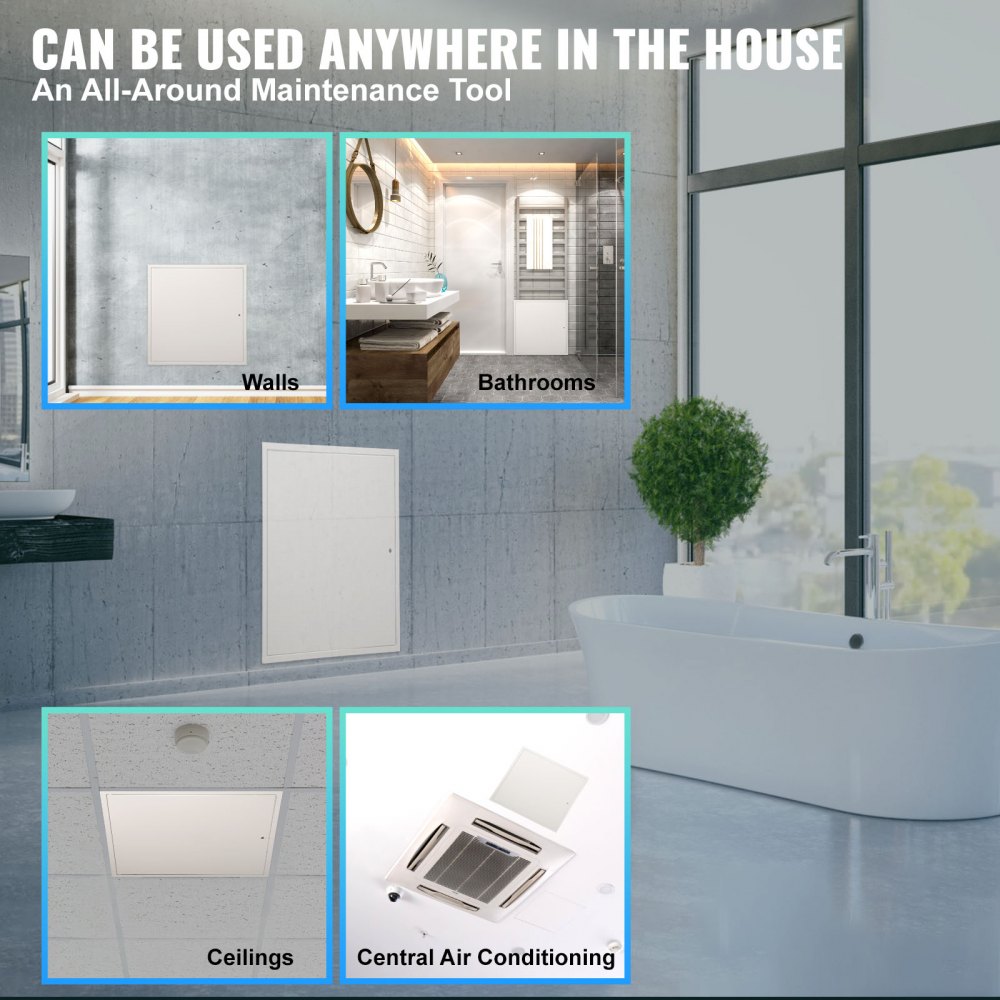 Access Panel for Drywall & Ceiling, 16 x 16 Inch Plumbing Access Panels, Reinforced Access Door, Heavy-Duty Steel Wall Hole Cover, Easy Install Removable Hinged Panel for Wiring & Cables, Silver