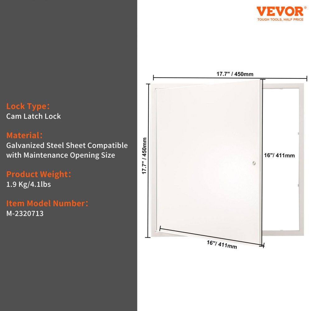 Access Panel for Drywall & Ceiling, 16 x 16 Inch Plumbing Access Panels, Reinforced Access Door, Heavy-Duty Steel Wall Hole Cover, Easy Install Removable Hinged Panel for Wiring & Cables, Silver