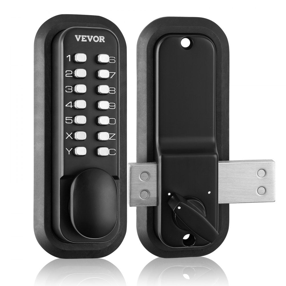 Mechanical Keyless Entry Door Lock, 14 Digit Keypad, Outdoor Gate Door Locks Set with Surface-mounted Latch, Water-proof Zinc Alloy, Keypad and Knob, Easy to Install, for Garden, Garage, Yard