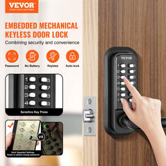 Mechanical Keyless Entry Door Lock, 14 Digit Keypad, Embedded Outdoor Gate Door Locks Set with Keypad and Handle, Water-proof Zinc Alloy, Easy to Install, for Garden, Garage, Yard, Storage Shed