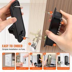 Mechanical Keyless Entry Door Lock, 14 Digit Keypad, Embedded Outdoor Gate Door Locks Set with Keypad and Handle, Water-proof Zinc Alloy, Easy to Install, for Garden, Garage, Yard, Storage Shed