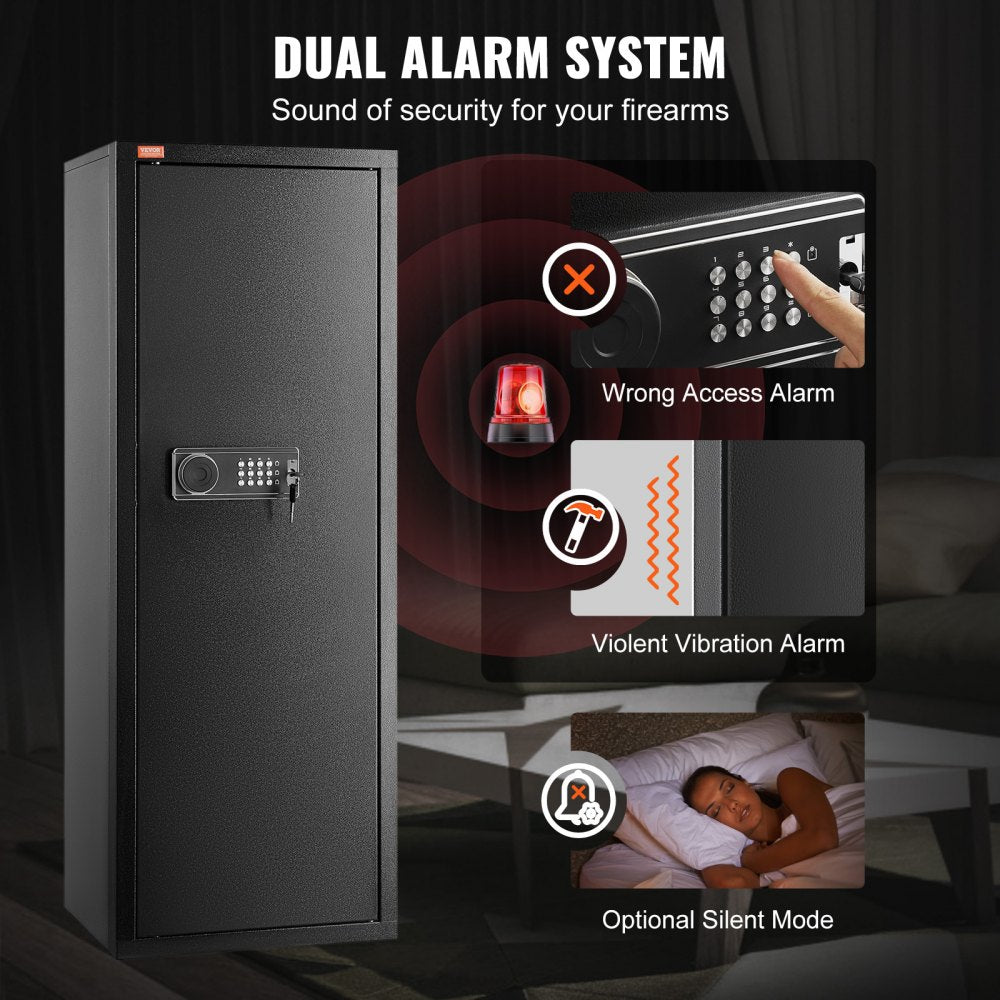 10-12 Rifles Gun Safe, Rifle Safe with Lock & Digital Keypad, Quick Access Tall Gun Storage Cabinet with Removable Shelf, Rifle Cabinet for Home Rifle and Shotguns