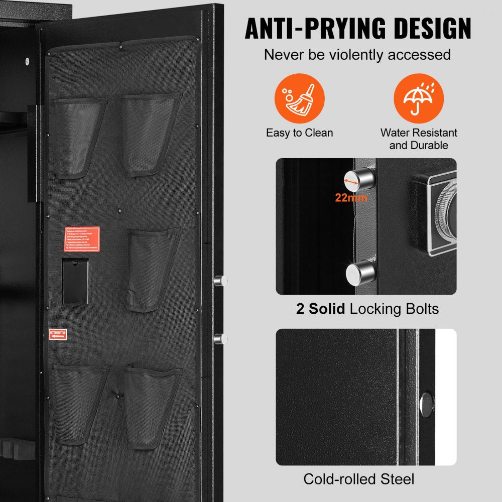10-12 Rifles Gun Safe, Rifle Safe with Lock & Digital Keypad, Quick Access Tall Gun Storage Cabinet with Removable Shelf, Rifle Cabinet for Home Rifle and Shotguns