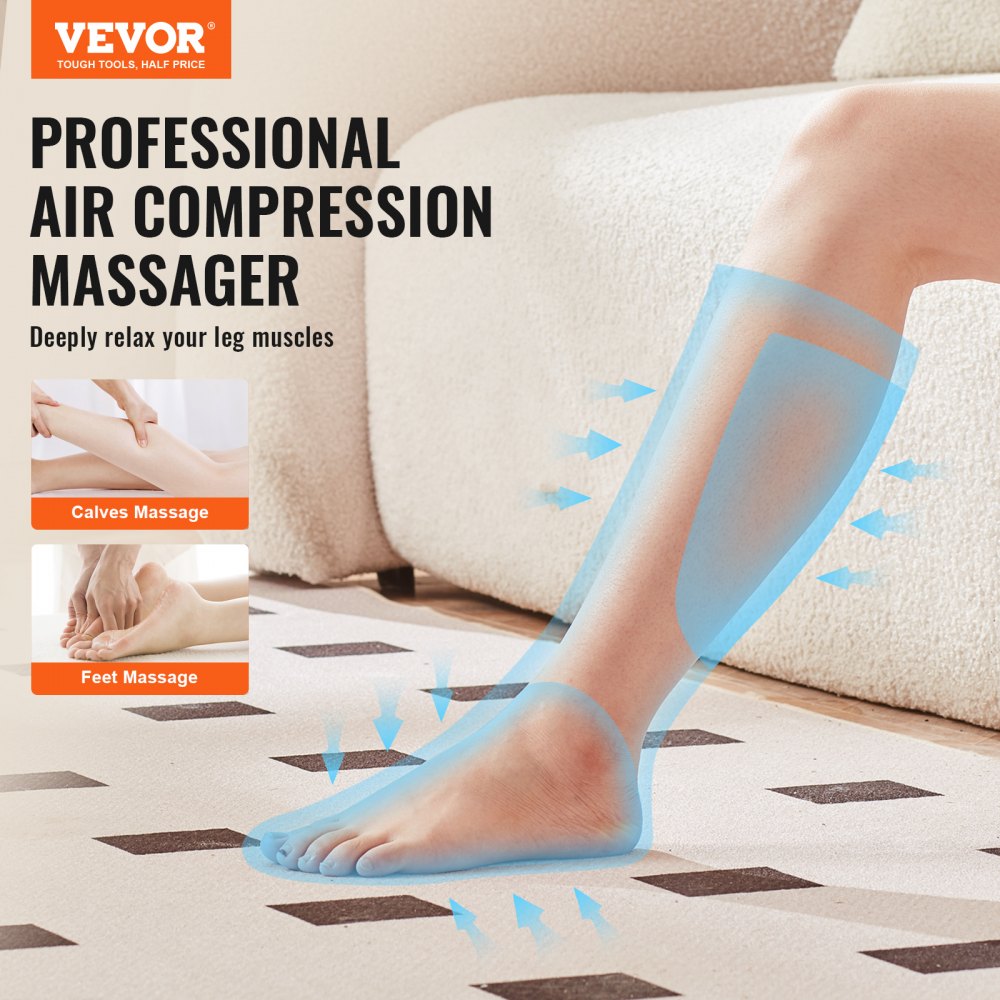 Leg Massager with Air Compression, Foot and Calf Massager with 3 Modes & 3 Intensities, LCD Controller, Compression Massage Boot for Circulation, Swelling and Pain Relief- Great Gift for Mom/Dad