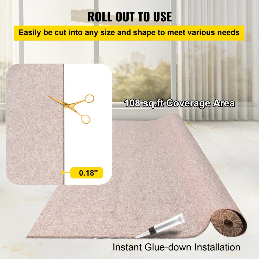 Boat Carpet, 6 ft x 18 ft Marine Carpet for Boats, Waterproof Light Brown Carpet with Marine Backing Anti-Slide Marine Grade Boat Carpet Cuttable Easy to Clean Patio Rugs Deck Rug