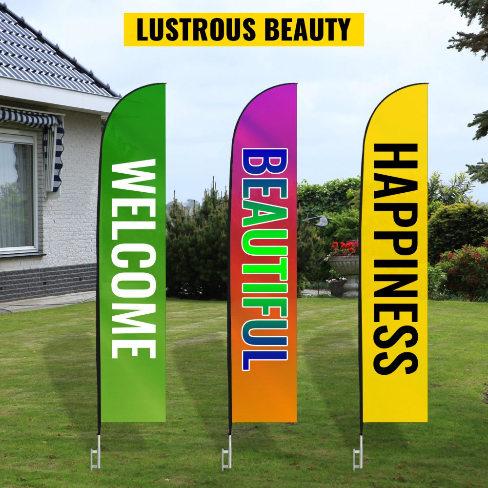 Advertising Flag Pole, 2 x Feather Flag Bundles with Ground Spike, 16 ft Windless Flag Pole Sets with Ground Mounting Stake, 6pcs Swooper Flag Pole Kit, Sign Flag for Businesses Storefronts