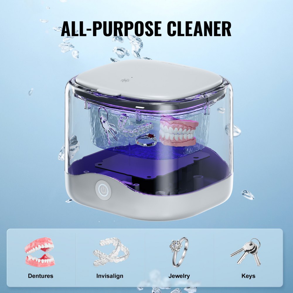 Ultrasonic Cleaner,45kHz Ultrasonic Cleaner for Denture Cleaner, Retainer Cleaner, Mouth Guard Cleaner, Night Guard Cleaner, Retainer Cleaner Machine with 200ML Dental Cleaning Pod