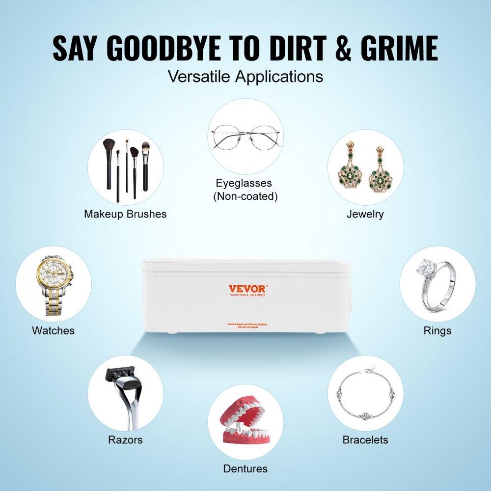 Jewelry Cleaner Ultrasonic Machine, Ultrasonic Cleaner Machine 16oz (470ml) with 4 Timer Modes, Portable ultrasonic jewelry cleaner with Cleaning Basket for Eyeglasses, Watches, Dentures, Rings