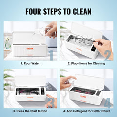 Jewelry Cleaner Ultrasonic Machine, Ultrasonic Cleaner Machine 16oz (470ml) with 4 Timer Modes, Portable ultrasonic jewelry cleaner with Cleaning Basket for Eyeglasses, Watches, Dentures, Rings