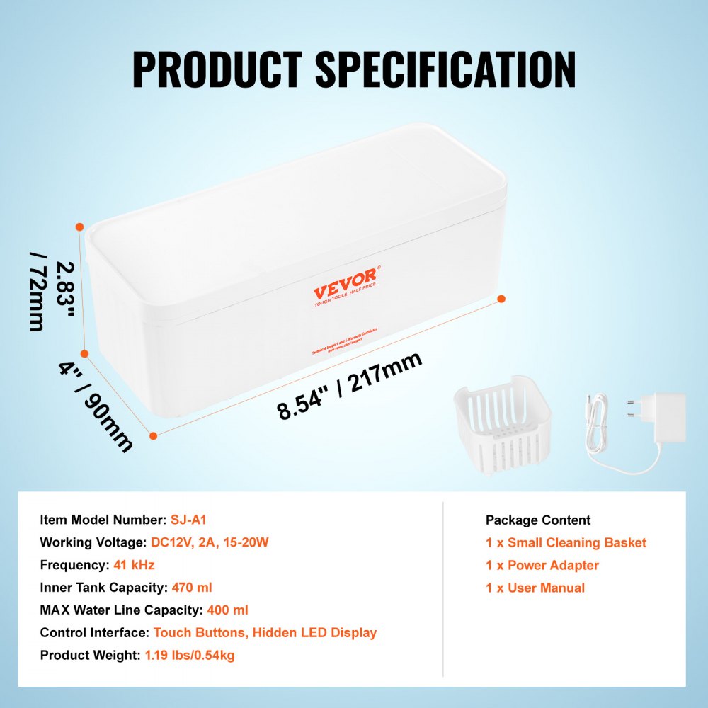 Jewelry Cleaner Ultrasonic Machine, Ultrasonic Cleaner Machine 16oz (470ml) with 4 Timer Modes, Portable ultrasonic jewelry cleaner with Cleaning Basket for Eyeglasses, Watches, Dentures, Rings