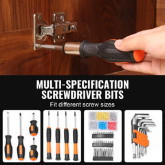 A 216-piece hand tool set with ergonomic grips and a portable case for home and auto repairs.