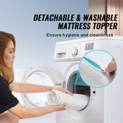 Mattress Topper Soft Memory Foam Detachable & Washable Queen 3" Thickness