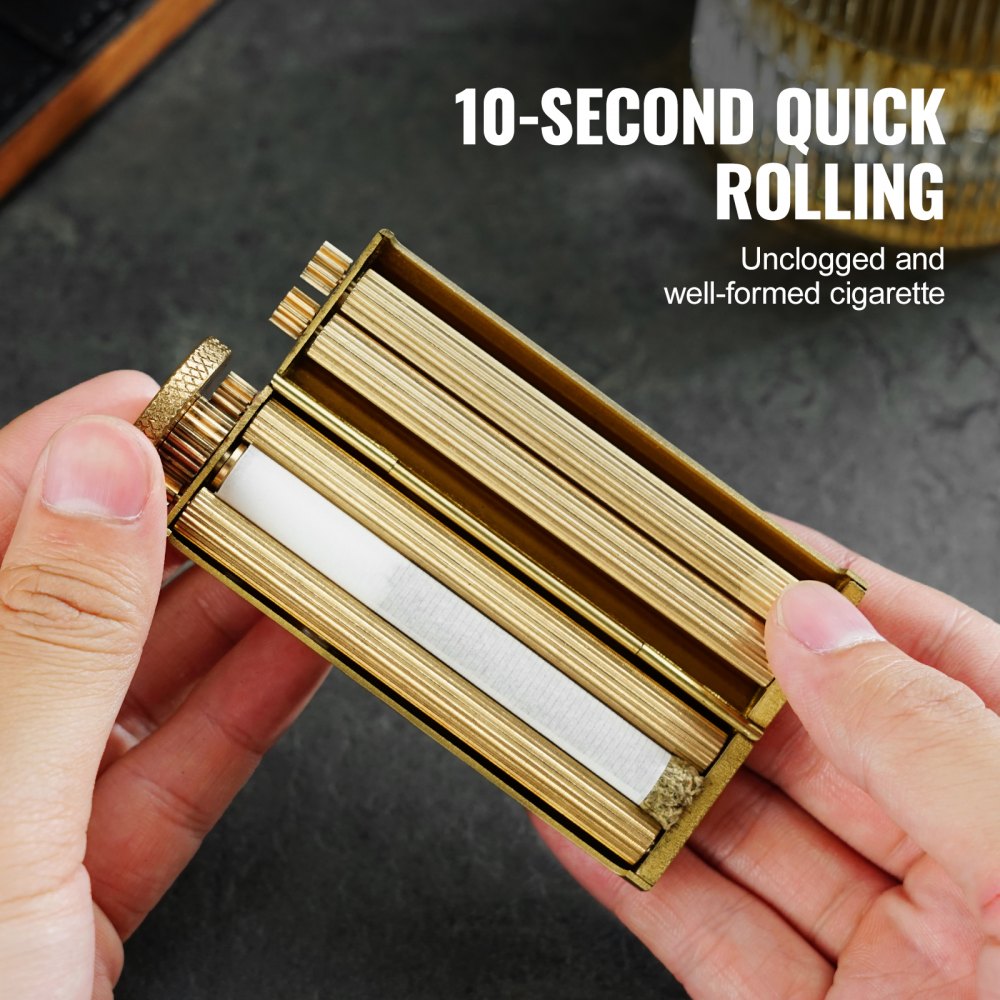 Cigarette Rolling Machine, Solid Brass Cigarette Roller, Manual Tobacco Rolling Machine Fits Up to 70mm Paper, Vintage & Luxurious Gift for Father`s Day, Birthday