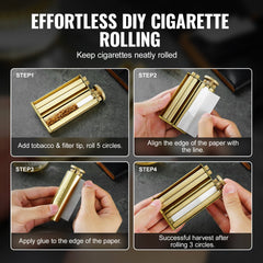 Cigarette Rolling Machine, Solid Brass Cigarette Roller, Manual Tobacco Rolling Machine Fits Up to 70mm Paper, Vintage & Luxurious Gift for Father`s Day, Birthday