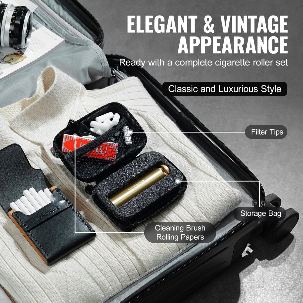 Cigarette Rolling Machine, Solid Brass Cigarette Roller, Manual Tobacco Rolling Machine Fits Up to 70mm Paper, Vintage & Luxurious Gift for Father`s Day, Birthday