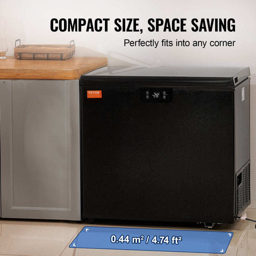 Chest Freezer, 7 Cu.ft / 198 L Compact Deep Freezer, Free Standing Top Open Door Compact Freezers with 2 Removable Baskets & Adjustable Thermostat, Energy Saving & Low Noise, Black