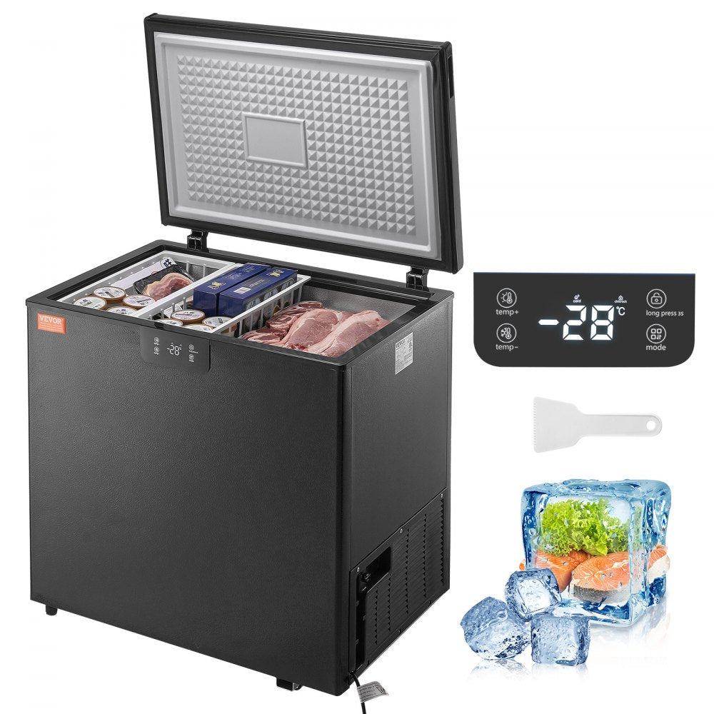 Chest Freezer, 7 Cu.ft / 198 L Compact Deep Freezer, Free Standing Top Open Door Compact Freezers with 2 Removable Baskets & Adjustable Thermostat, Energy Saving & Low Noise, Black