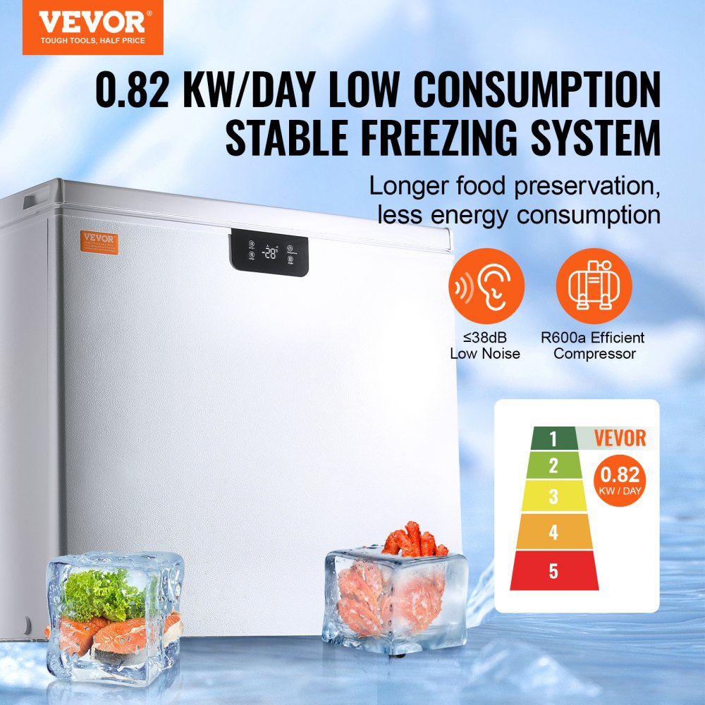 Chest Freezer, 10 Cu.ft / 283 L Compact Deep Freezer, Free Standing Top Open Door Compact Freezers with 2 Removable Baskets & Adjustable Thermostat, Energy Saving & Low Noise, White