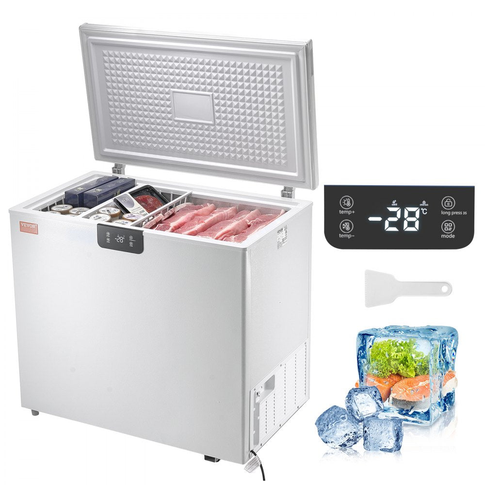 Chest Freezer, 10 Cu.ft / 283 L Compact Deep Freezer, Free Standing Top Open Door Compact Freezers with 2 Removable Baskets & Adjustable Thermostat, Energy Saving & Low Noise, White