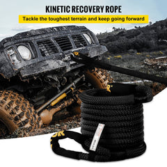 1" x 31.5` Kinetic Recovery Tow Rope, 33,500 lbs, Heavy Duty Double Braided Kinetic Energy Rope w/ Loops and Protective Sleeves, for Truck Off-Road Vehicle ATV UTV, Carry Bag Included, Black
