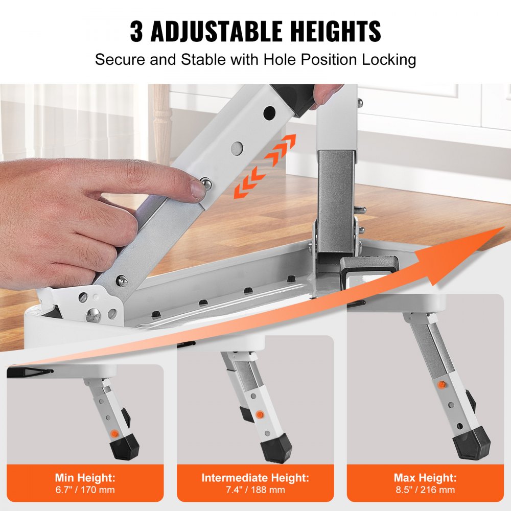 Bostome folding steel step stool with three height adjustments and anti-slip platform.