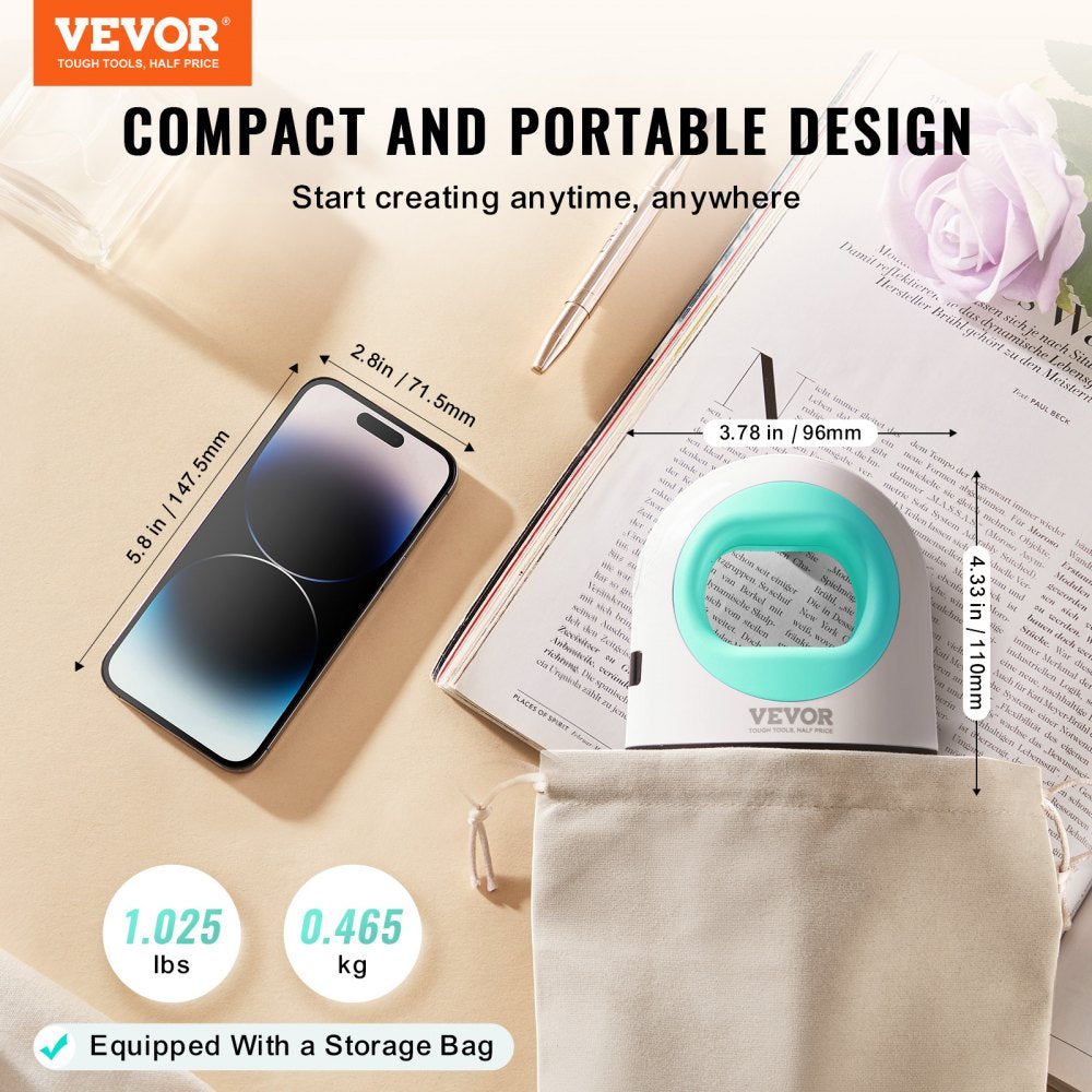 Compact green-and-white mini heat press machine for portable heat transfer on various materials.