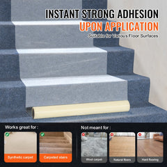 Transparent PE carpet protection film roll, 24 inches by 100 feet, shown on stairs.
