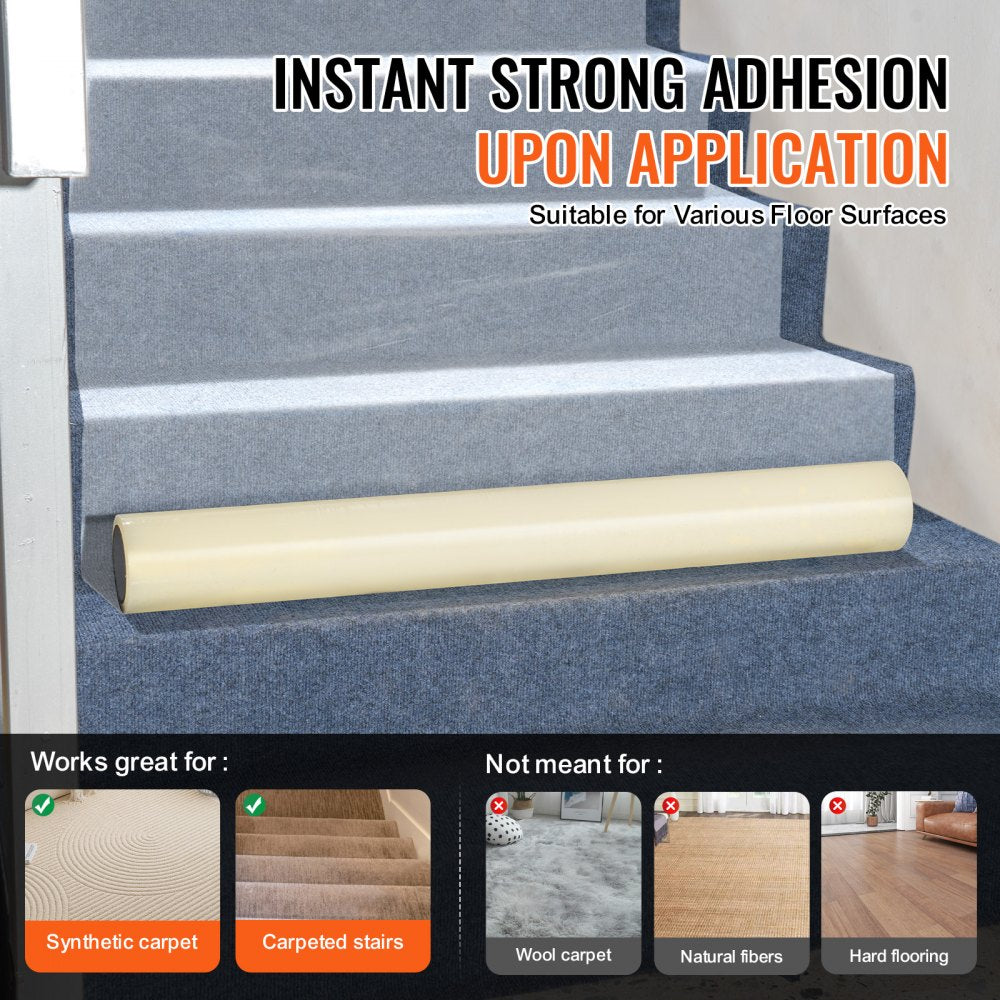 Self-adhesive polyethylene carpet protection film roll, 24" wide by 200' long.
