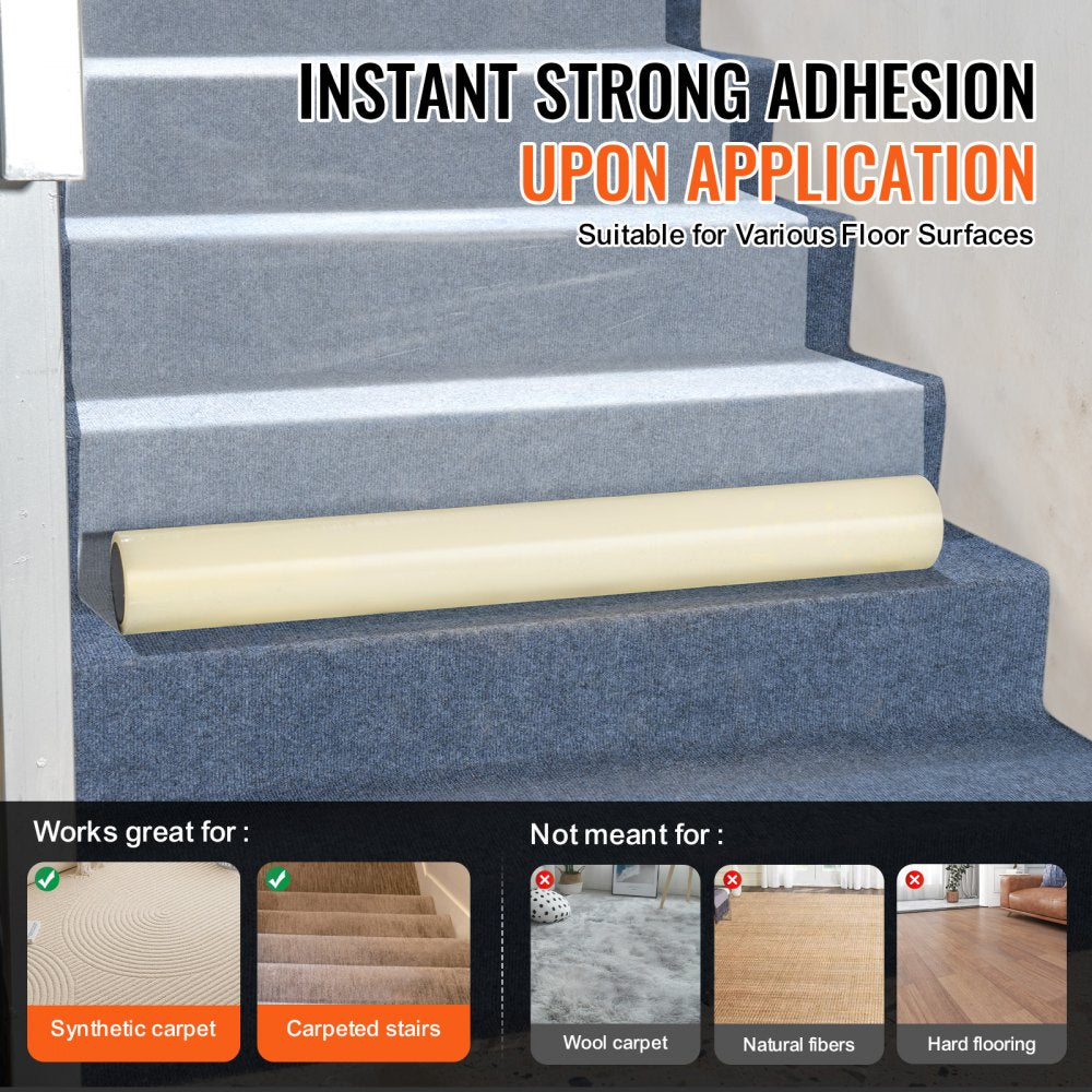 Self-adhesive polyethylene carpet protection film roll, 36 inches wide and 200 feet long.