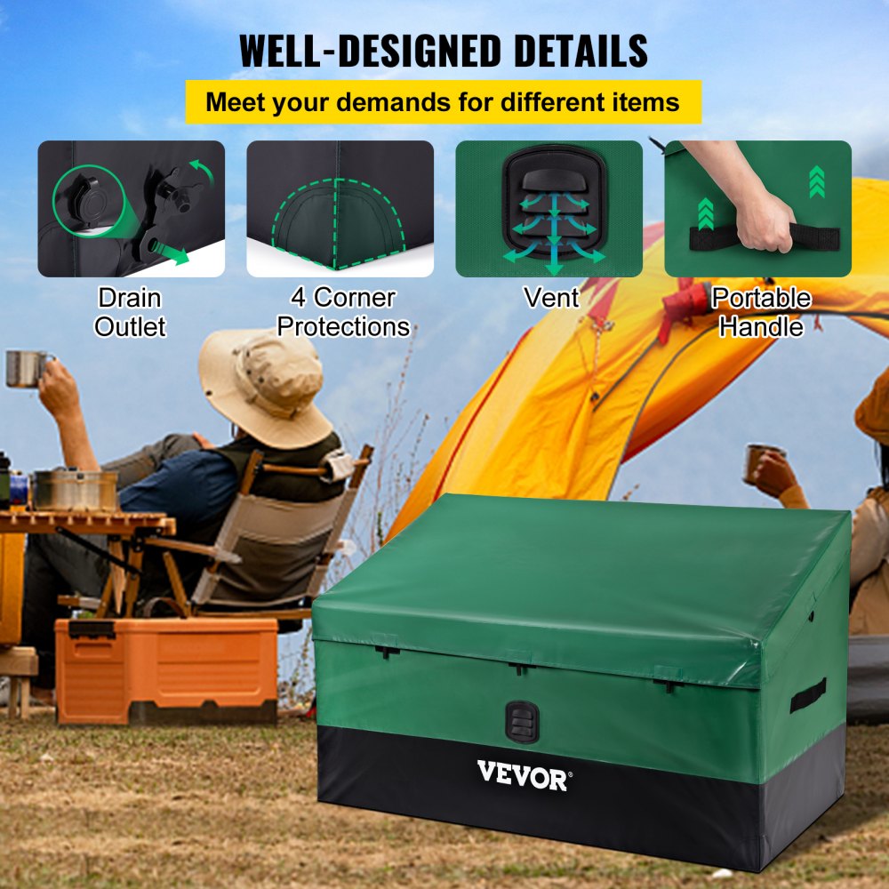 Outdoor Storage Box Patio Deck Box 100 Gallon Waterproof PE Tarpaulin