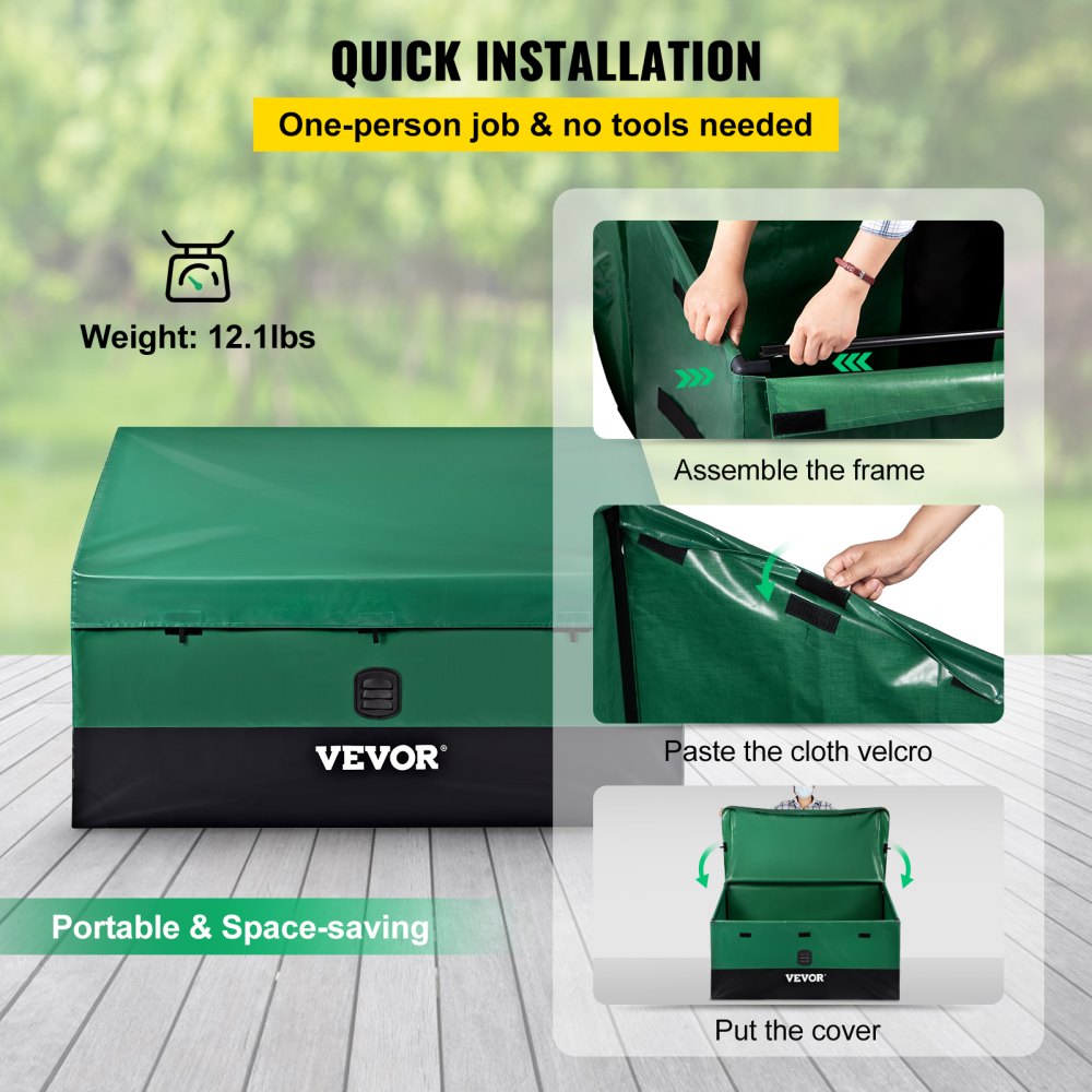 Outdoor Storage Box Patio Deck Box 100 Gallon Waterproof PE Tarpaulin