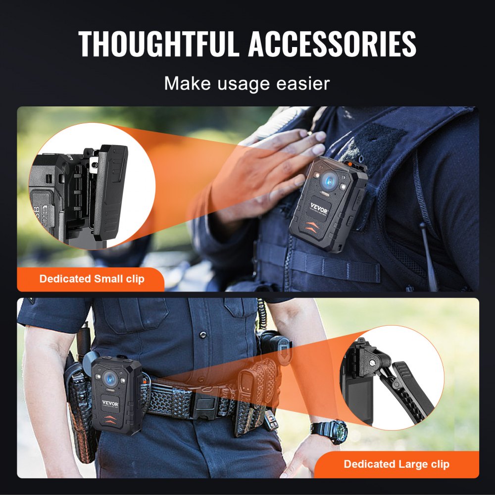 1440P HD Police Body Camera, 128GB Body Cam with Audio Video Recording Picture, Built-in 3500 mAh Battery, 2.0" LCD, Infrared Night Vision, Waterproof GPS Personal Body Cam for Law Enforcement