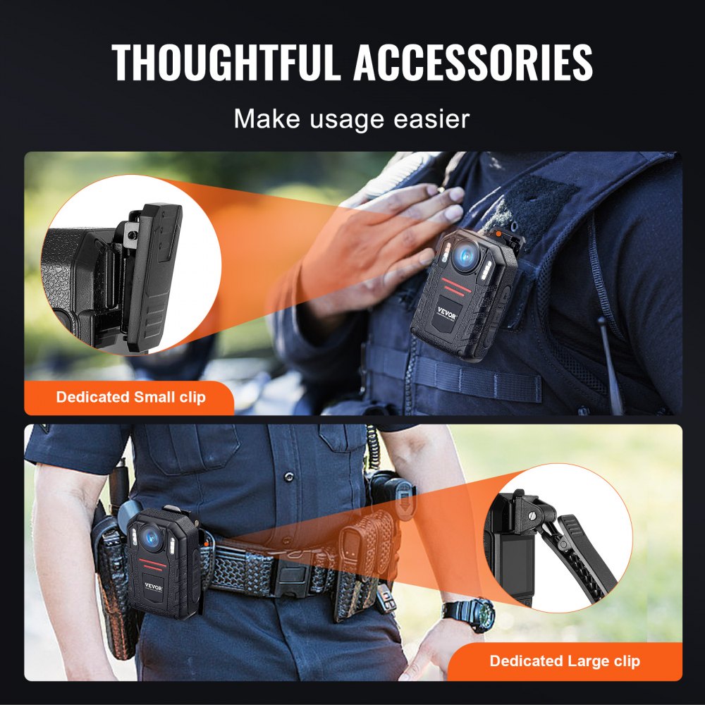 1440P HD Police Body Camera, 64GB Body Cam with Audio Video Recording Picture, Built-in 2850 mAh Battery, 2.0" LCD, Infrared Night Vision, Waterproof Personal Body Cam for Law Enforcement
